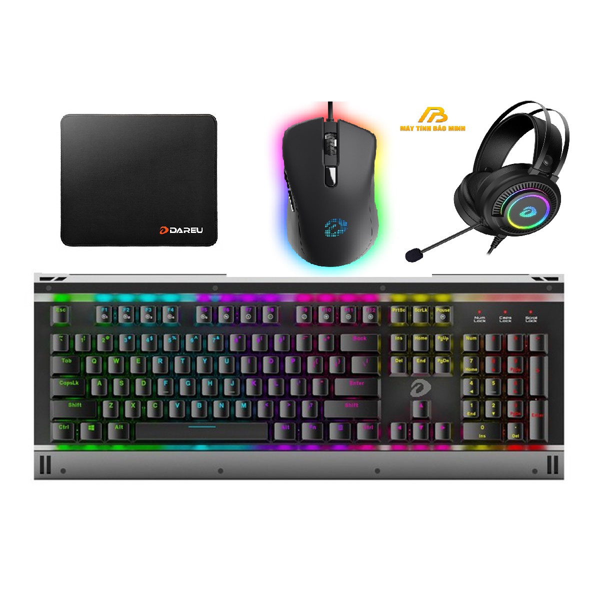 Combo Gaming Bộ Bàn Phím Cơ Dareu EK145 + Chuột Dareu EM908 + Tai Nghe Dareu EH416 + Bàn Di Dareu EPS100 - Hàng Chính Hãng