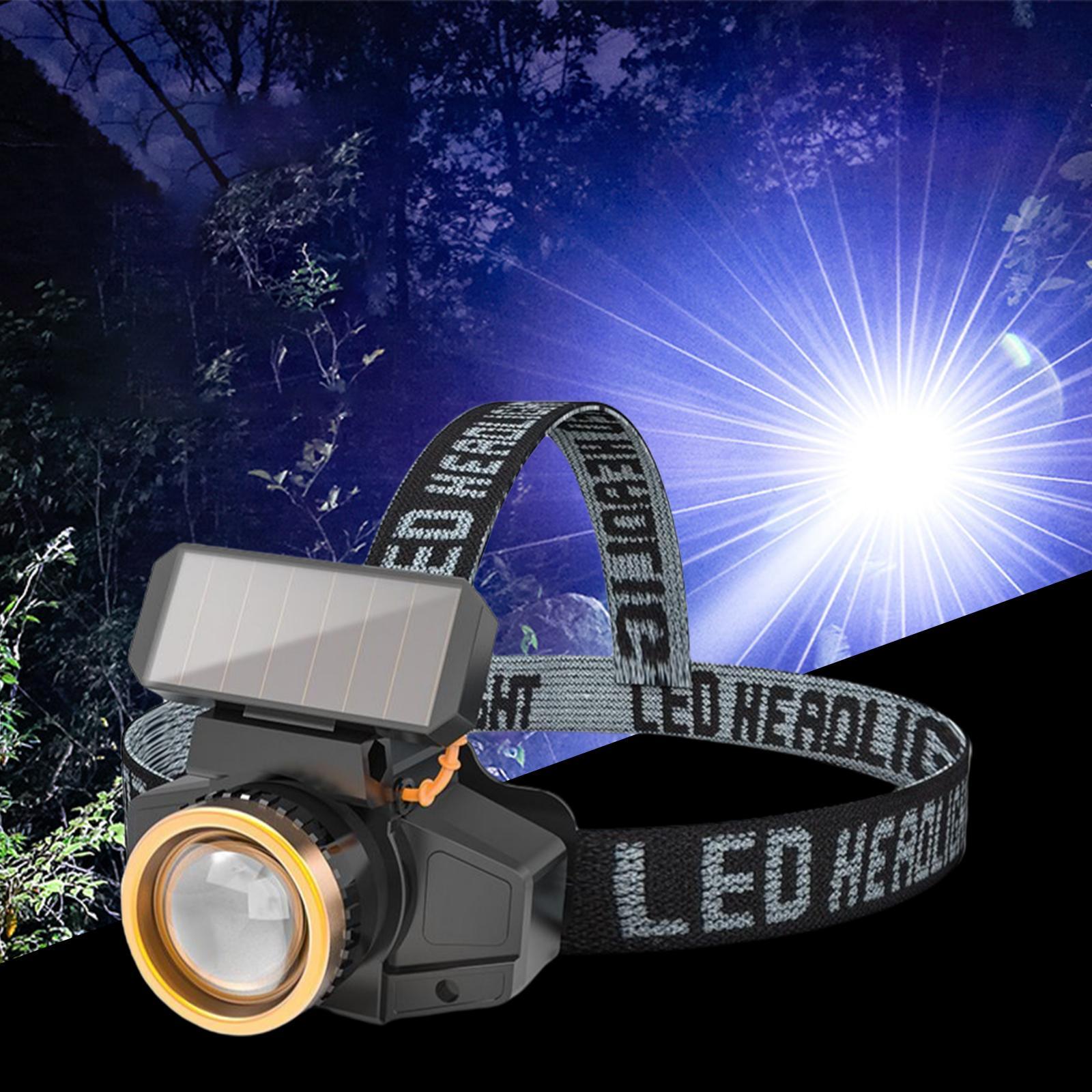 LED Headlamp Head Light USB Waterproof Head Torch for Fishing Emergency Running Jogging