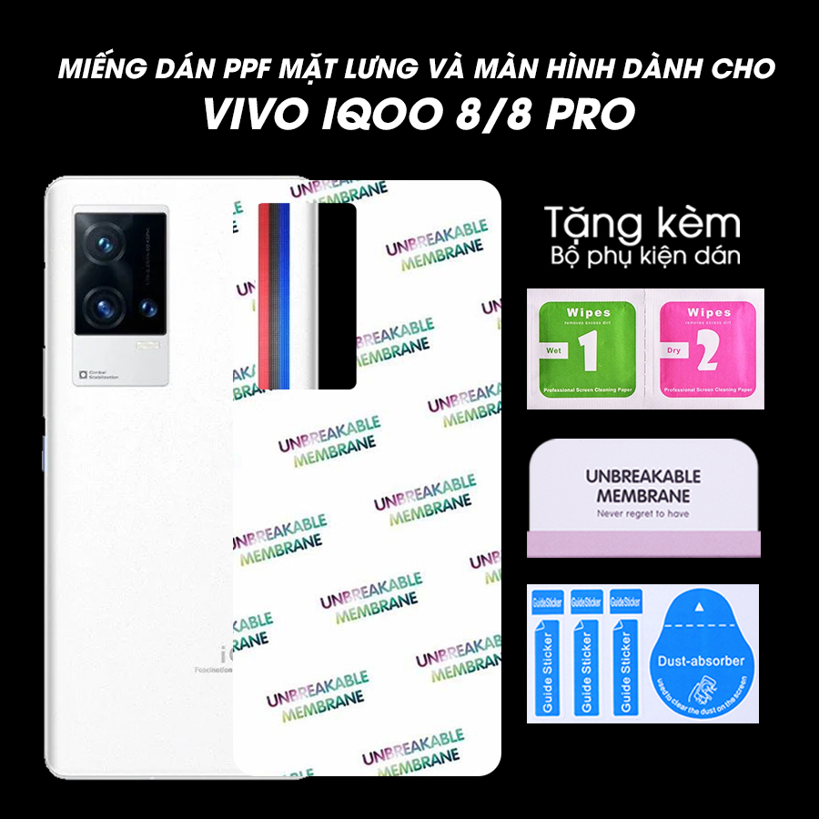 Miếng Dán Dẻo PPF Mặt Lưng, Màn Hình Mặt Trước Dành Cho Vivo Iqoo 8/8 Pro Chống Trầy Xước - Handtown - Hàng Chính Hãng