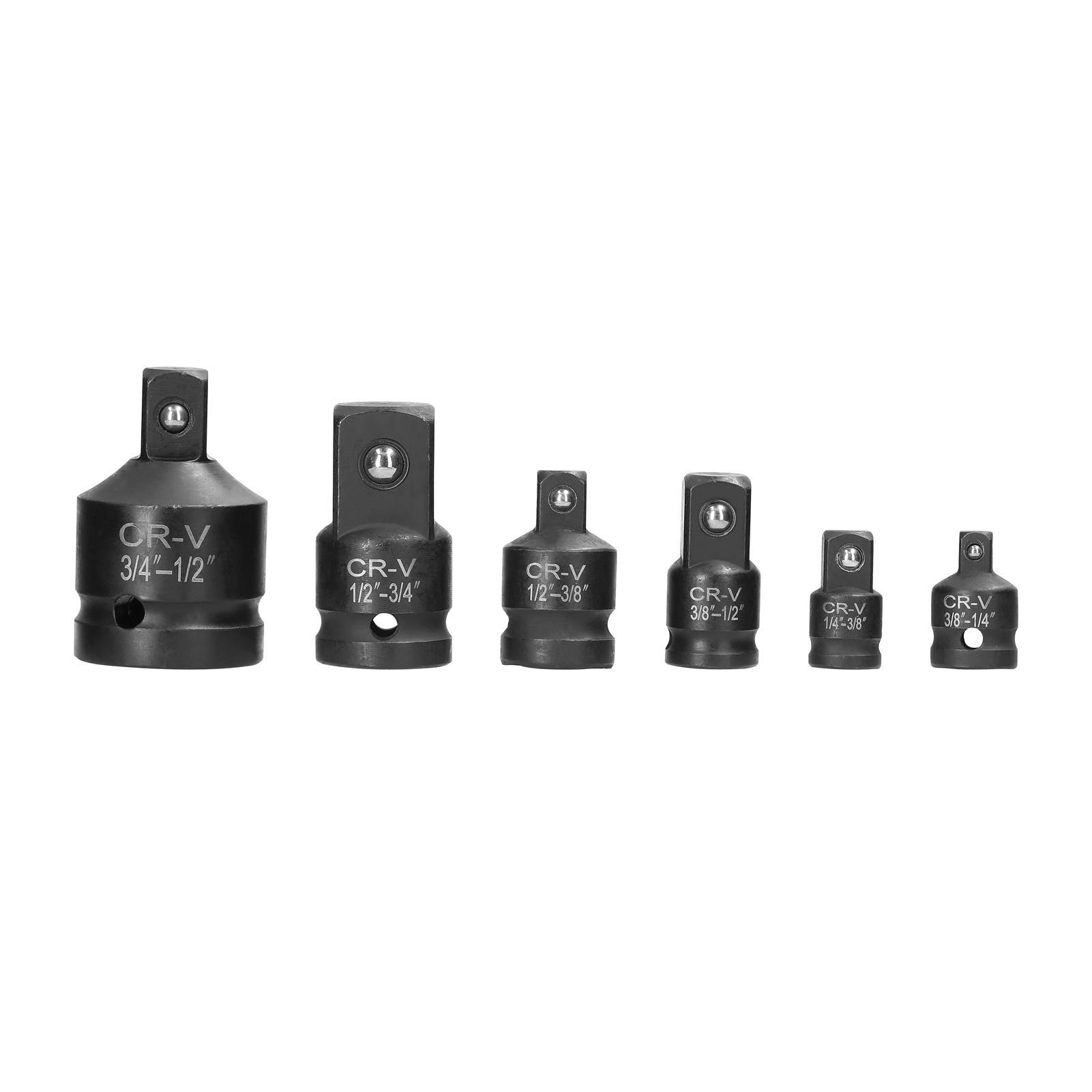 6Pcs Impact Adapter Reducer Set Socket Convertor Adapter 1/4inch 3/8inch 1/2inch 3/4inch for Impact Driver Conversions with Storage Box