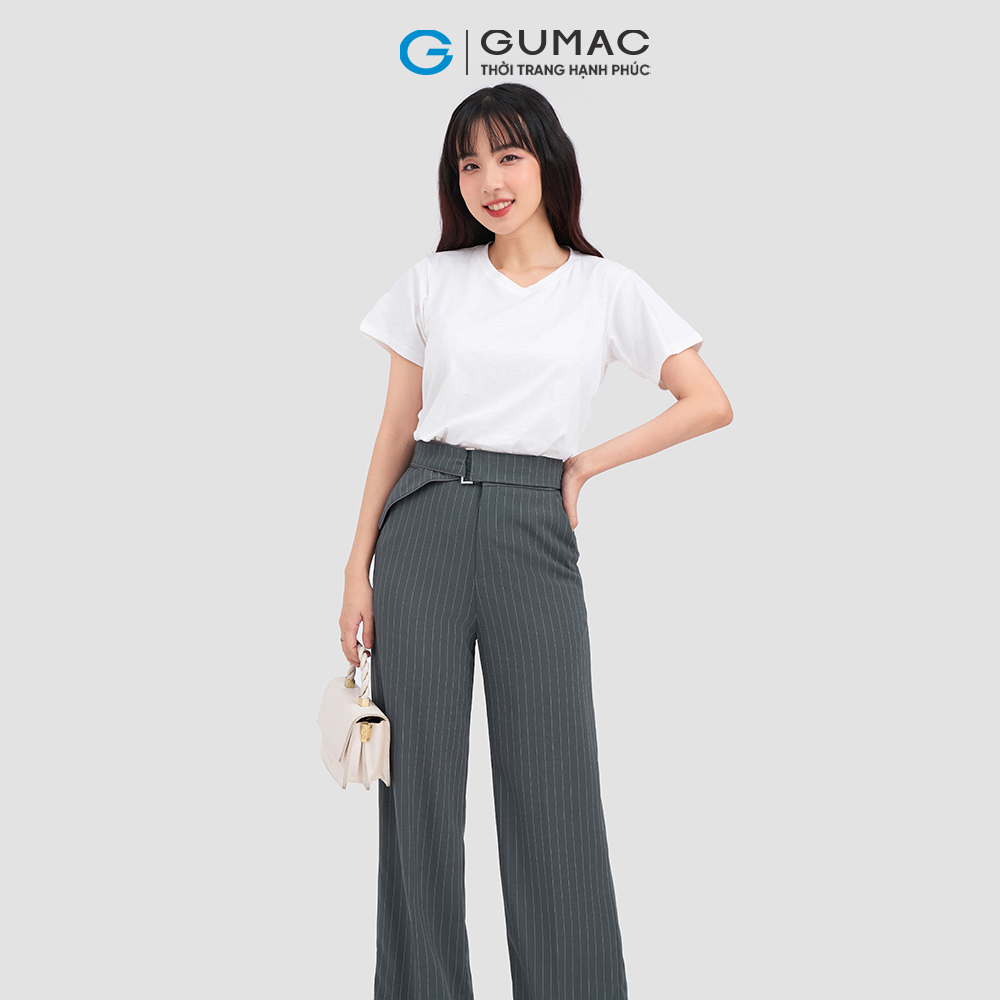 Quần tây GUMAC QC12056 - QD04044 cách điệu sọc cài dây thanh lịch