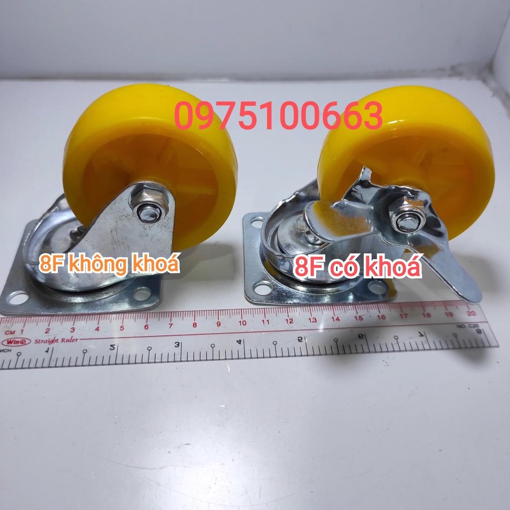Bánh xe nhựa vàng 8cm có phanh và không phanh- Bánh xe- bánh xe đẩy hàng- bánh xe tủ