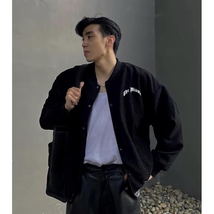 Áo khoác BOMBER THEMIDDLE unisex (chất nhung tăm, 2 lớp)