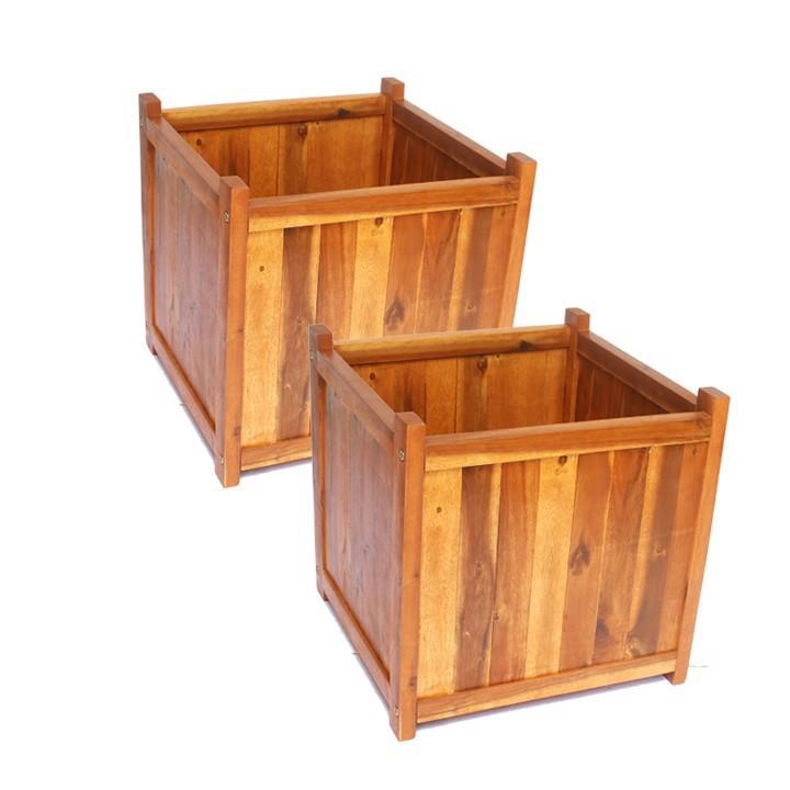 Chậu gỗ trồng cây vuông 40cm - ban công xanh