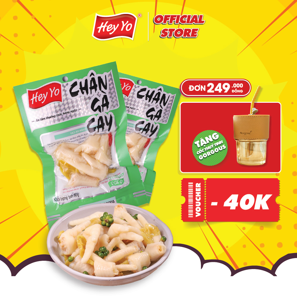 Chân gà cay 80g Hey Yo, chân gà ngâm ớt xanh hàng Việt Nam đảm bảo VSATTP