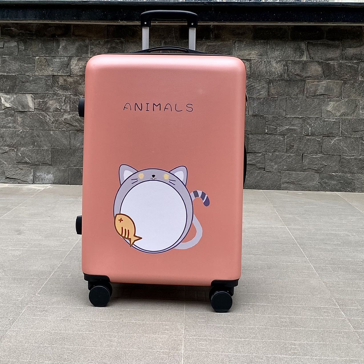 Vali Du Lịch Tay Kéo In Hình Animals Mèo Dễ Thương 4 Bánh Xe Xoay 360 Độ Chất Liệu Nhựa Nhám PC+ ABS Hàng Sẵn Kho Đủ Size 20/24/26 inch