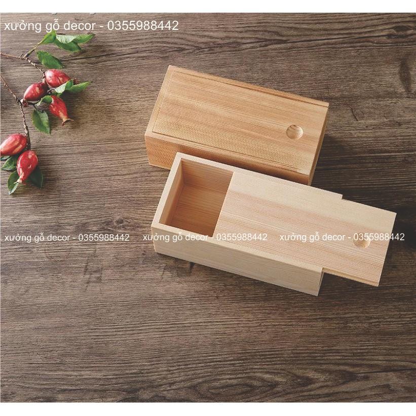 Hộp Gỗ Chữ Nhật Nắp Trượt, Hộp Gỗ Quà Tặng Đựng Đồ Đa Năng- Woody Box