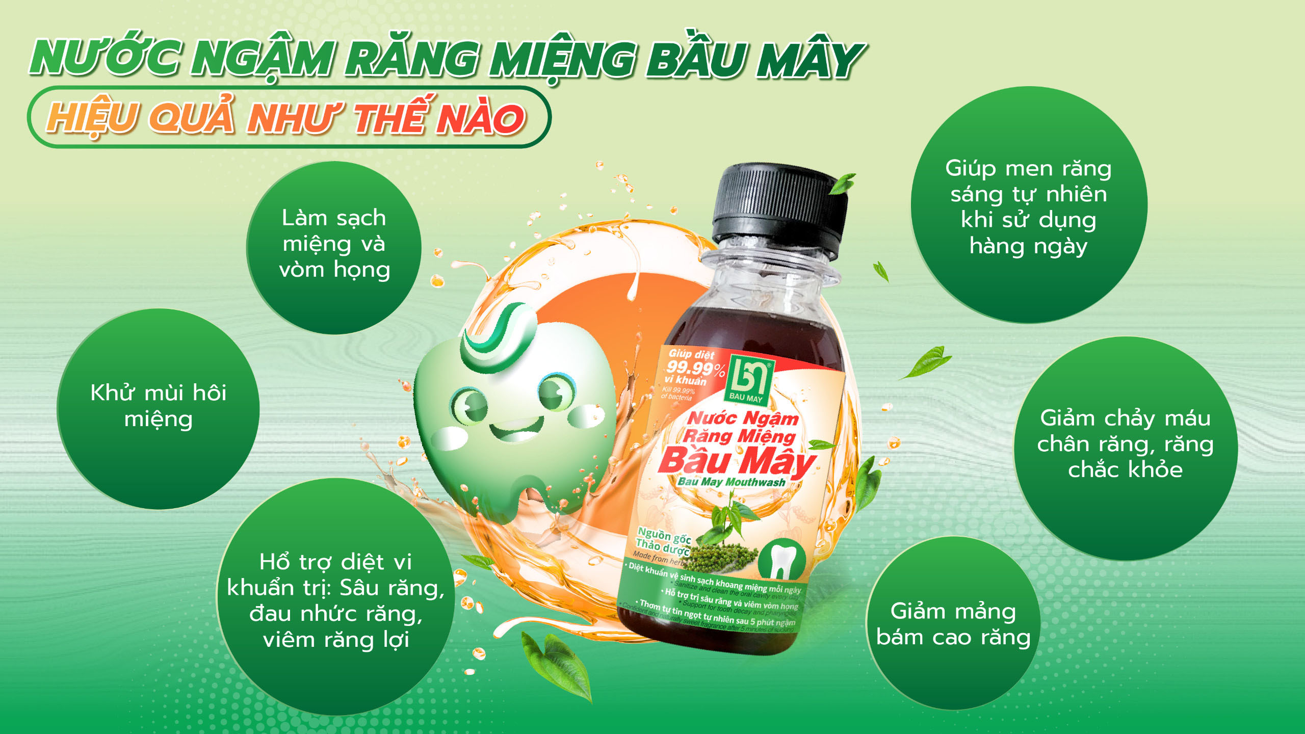 Nước ngậm Răng Miệng Bầu Mây 120ml - Nguồn gốc Thảo dược, dứt điểm sâu răng - viêm lợi - tụt lợi - nhiệt miệng