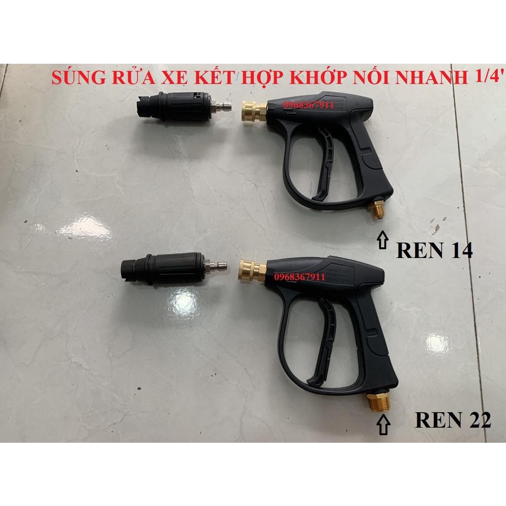 Súng rửa xe áp lực cao kèm bộ nối nhanh ren 1/4 INCH, súng xịt rửa ...