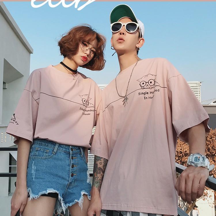 Áo thun tay lỡ cotton mèo Single 2020