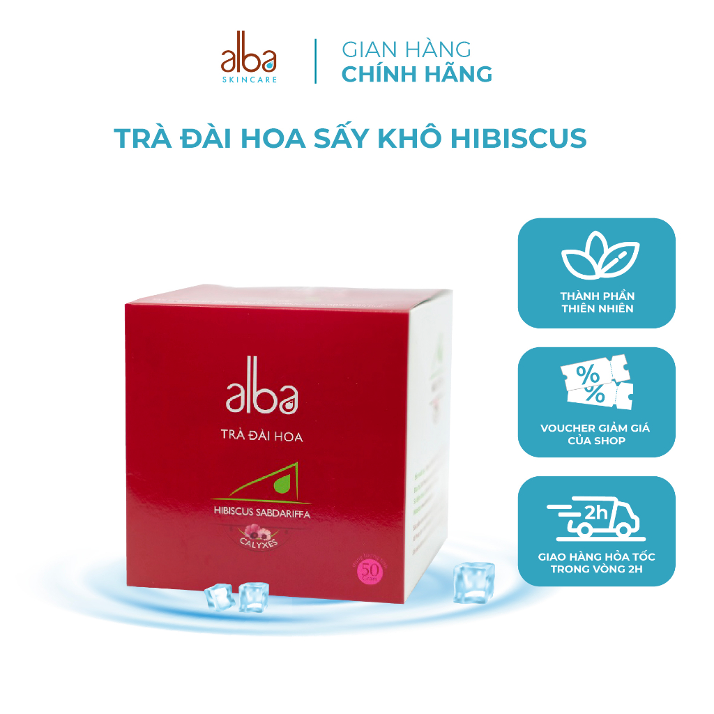 Trà thảo mộc Alba hương vị đài hoa Hibiscus hỗ trợ ngăn ngừa lão hóa - hộp 50 gr