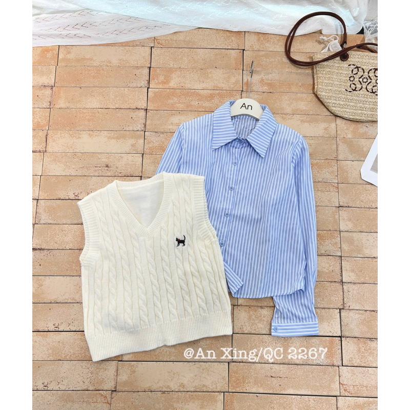 set gile thừng thêu chó kèm sm kẻ 2267 BY JOLIE - Be