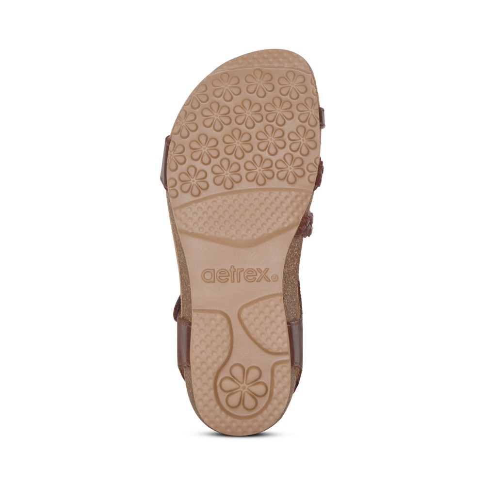 Sandal sức khoẻ nữ Aetrex Jillian Walnut - giày đệm mềm giảm đau chân