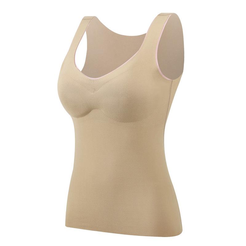 Thời Trang Áo Sinh Nhiệt Phụ Nữ Không Tay Mỏng Thun Nhung Đệm Ngực Chắc Chắn Nhiệt Vest Đầu Giữ Ấm Nhiệt Nữ Quần Lót