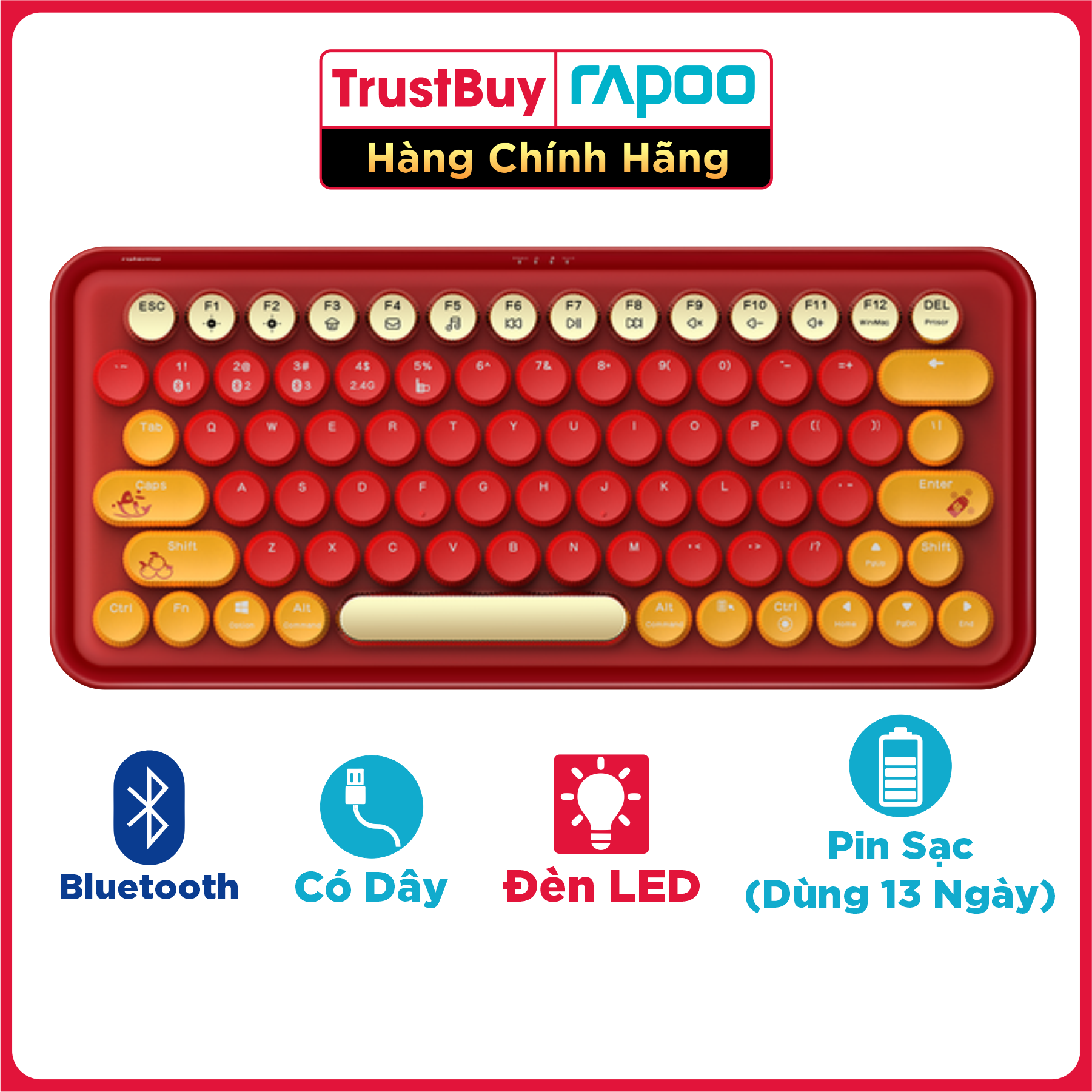 Bàn Phím Cơ Không Dây Bluetooth RAPOO Ralemo Pre 5 - Hàng Chính Hãng