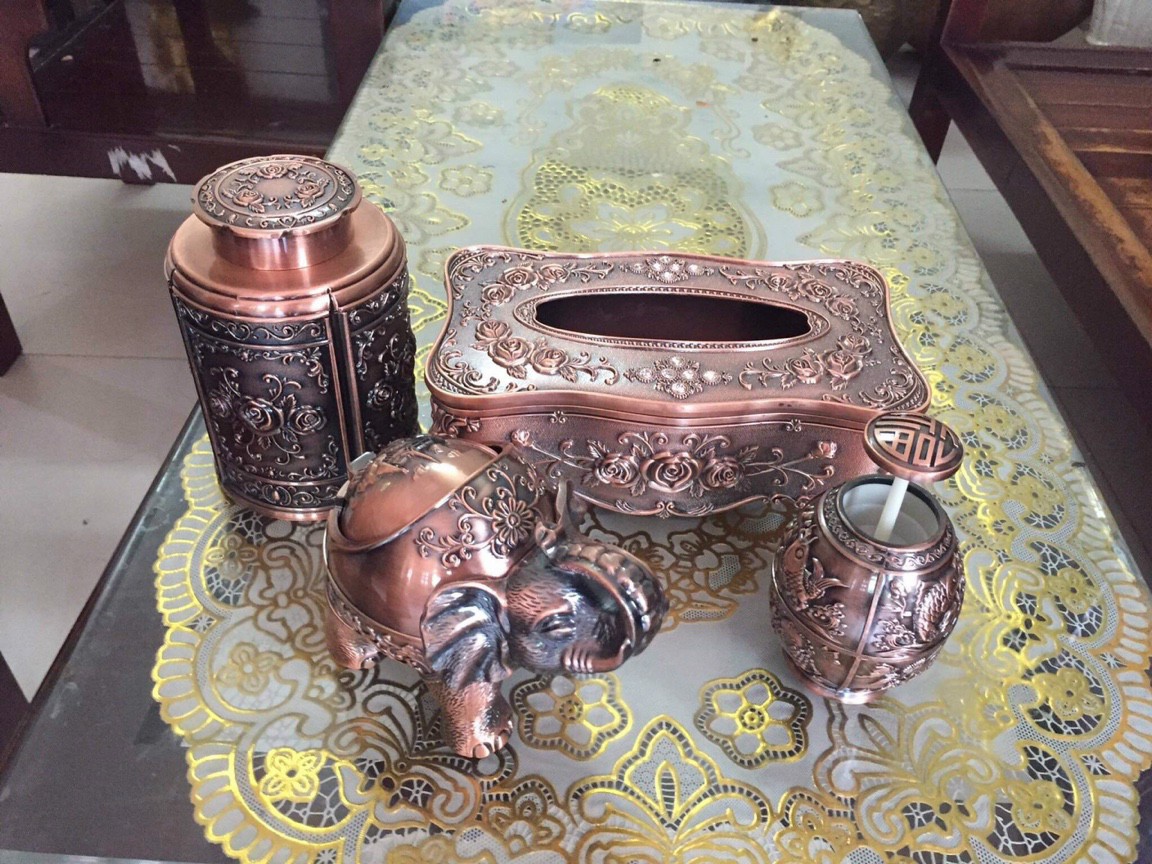 Hộp đựng giấy kèm gạt tàn, lọ tăm, hộp đựng trà - Decor trang trí để bàn