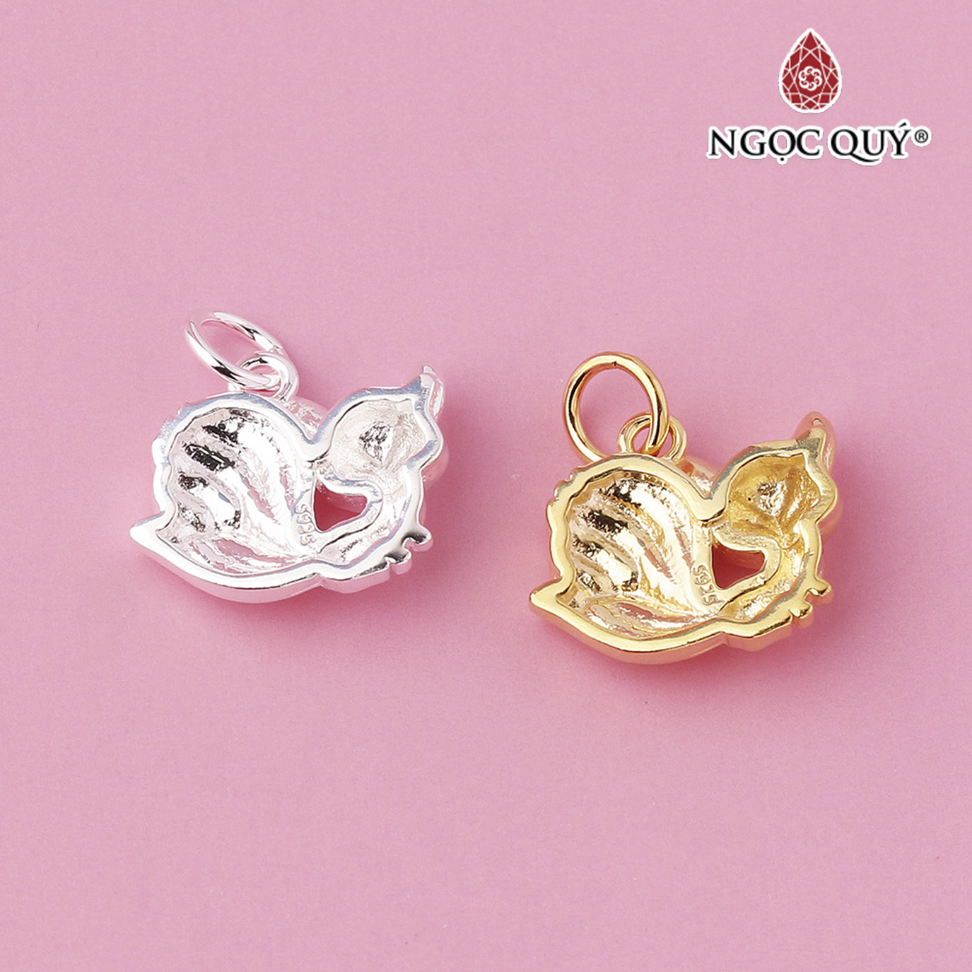 Charm bạc treo hình hồ ly chín đuôi - Ngọc Quý Gemstones