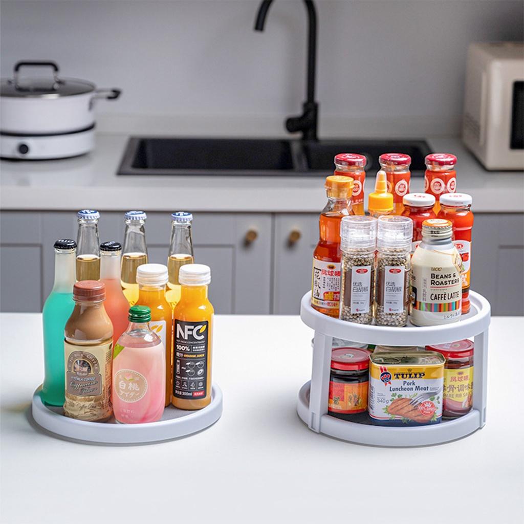 AA Rotatable Spice Box Rack Kitchenware Double-layer Corner Storage Box for Seasoning Bottles