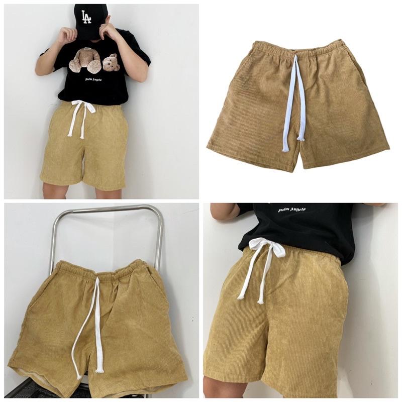 Quần short nhung tăm cao cấp Boin Unisex có 2 màu đen nâu cho cả nam và nữ _ Hình thật có clip