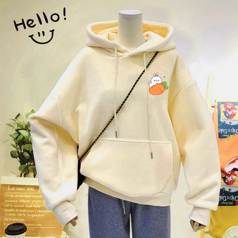 ÁO HOODIE UNISEX IN THỎ ÔM CÀ RỐT DỄ THƯƠNG