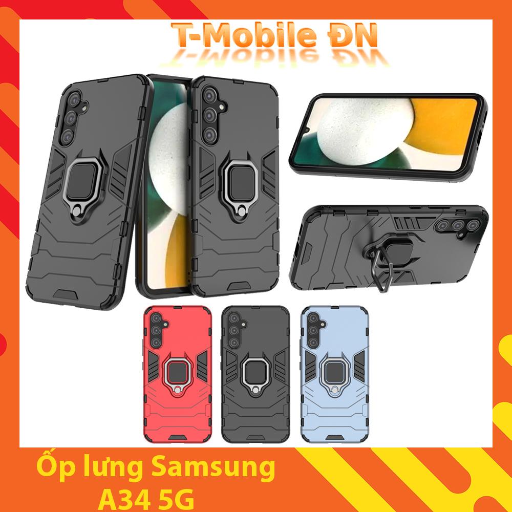 Ốp lưng Samsung A34 5G, Ốp Chống sốc Iron Man có giá đỡ nhẫn iring hít Ôtô Bảo vệ viền và Camera cho Samsung A34 5G