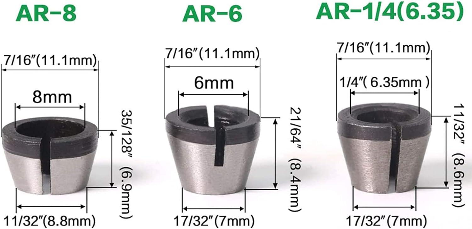 6 Cái Chuck Đầu Kẹp Đầu Bộ Chuyển Đổi Đầu Router Cho Máy Khoan Router Máy Khắc Tông Đơ Điện Bộ Định Tuyến Chế Biến Gỗ Giá Kẹp