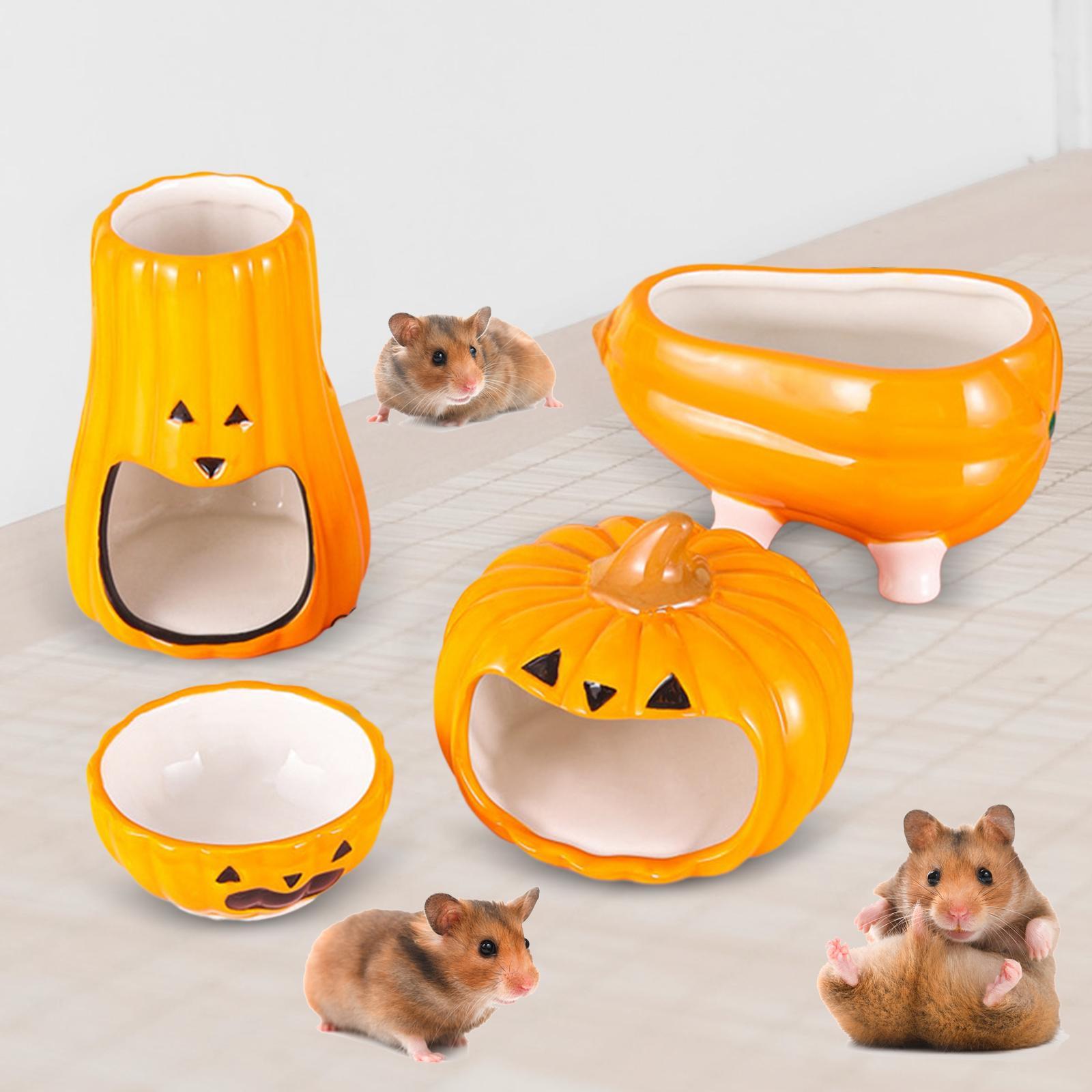 4x Ceramic Hamster Hideout Cute Hamster Ceramic Water Dish for Small Animals