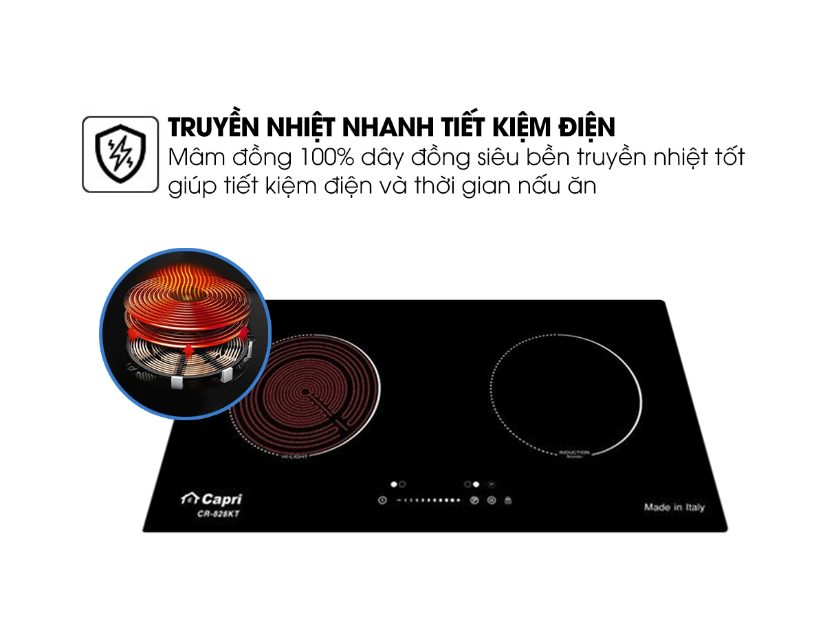 Bếp Điện Từ Kết Hợp Capri CR-828KT - Hàng Nhập Khẩu