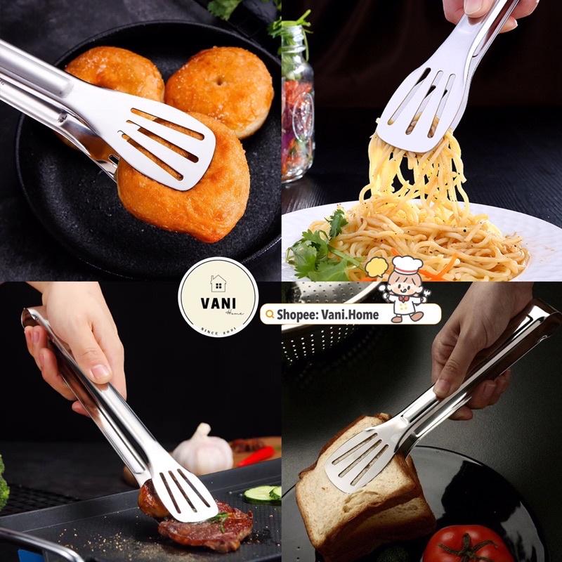 Kẹp gắp thức ăn chịu nhiệt bằng inox chống gỉ cao cấp - Dụng cụ gắp thịt nướng BBQ, gắp bánh, gắp đá, rau trộn LOẠI 24CM