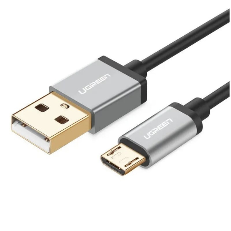 Cáp sạc Micro usb sang cổng usb đầu mạ vàng 24K dài 1m màu đen UGREEN USB10824Us134 Hàng chính hãng