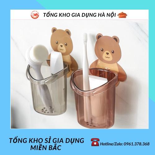 Cốc Đựng Bàn Chải, Kem Đánh Răng Cute Hình Gấu Gắn Tường 88183