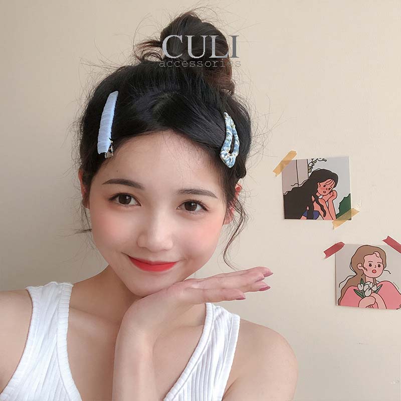 Kẹp tóc, Set kẹp tóc mái bọc vải họa tiết xinh xắn, phong cách Hàn Quốc cho nữ - Culi accessories