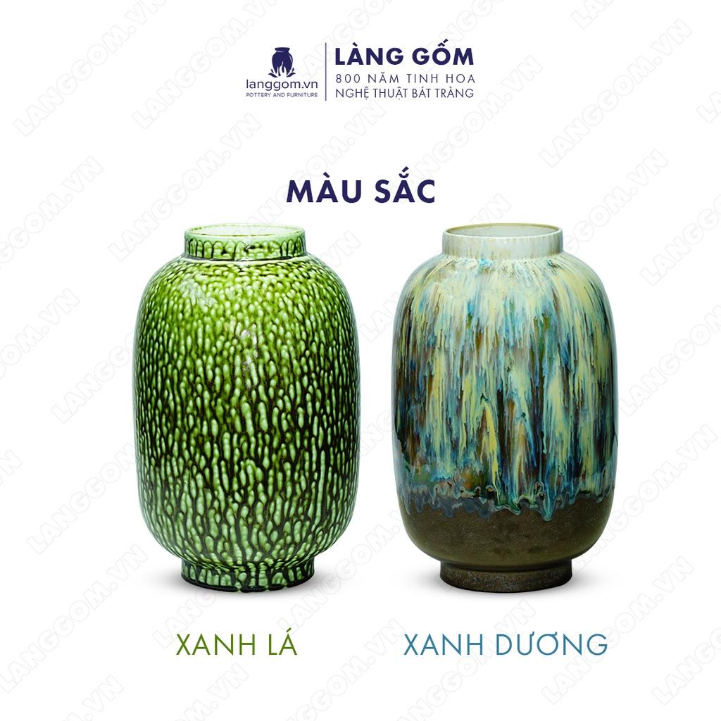 Bình hoa, lọ hoa Gốm sứ Bát Tràng cao cấp Men chảy dáng bầu dùng làm quà tặng, trang trí - Làng Gốm Bát Tràng