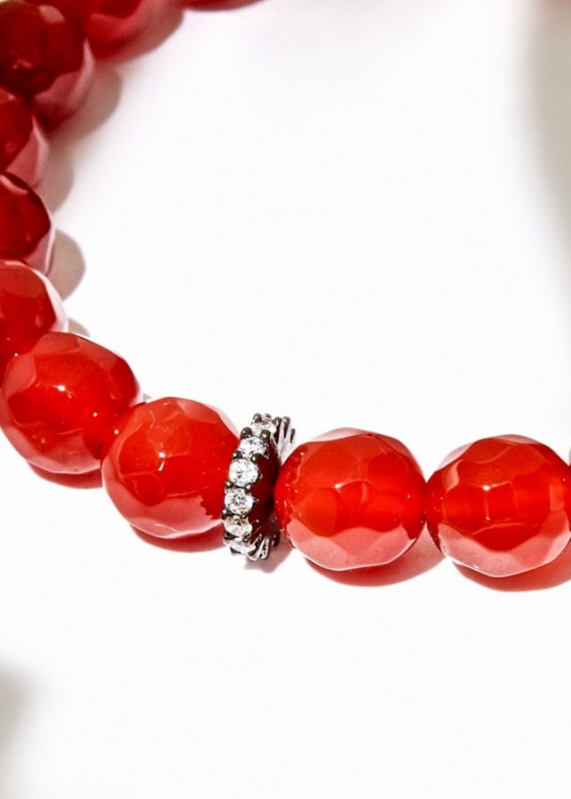 Vòng Tay Đá Chalcedony Cắt Giác Charm Đá Lấp Lánh - Hỏa Thổ