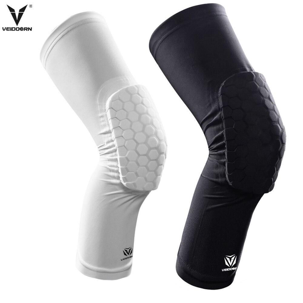 Veidoorn 2pcs Compression Basketball Knee Sleeve Support Protector Elastic Kneepad Honeycomb for Sports Volleyball