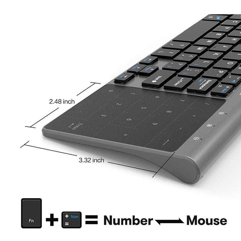 Bàn Phím Không Dây 2.4GHz Với Số Bàn Di Chuột Chuột 2 Trong 1 Mỏng Bàn Phím Số Cho Android Windows Máy Tính Để Bàn Laptop tivi Box