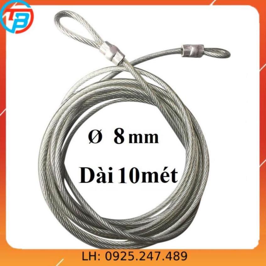 Dây cáp khóa xe bọc nhựa Phi 8mm - Dài 10 mét CÁP THÉP Thái Bình VinàN