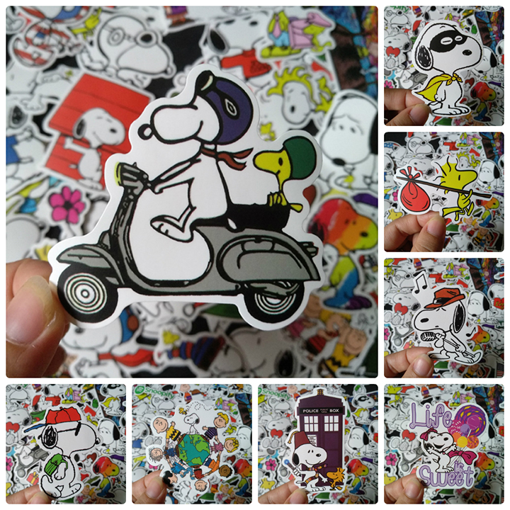 Bộ Sticker dán cao cấp chủ đề SNOOPY - Dùng dán Xe, dán mũ bảo hiểm, dán Laptop