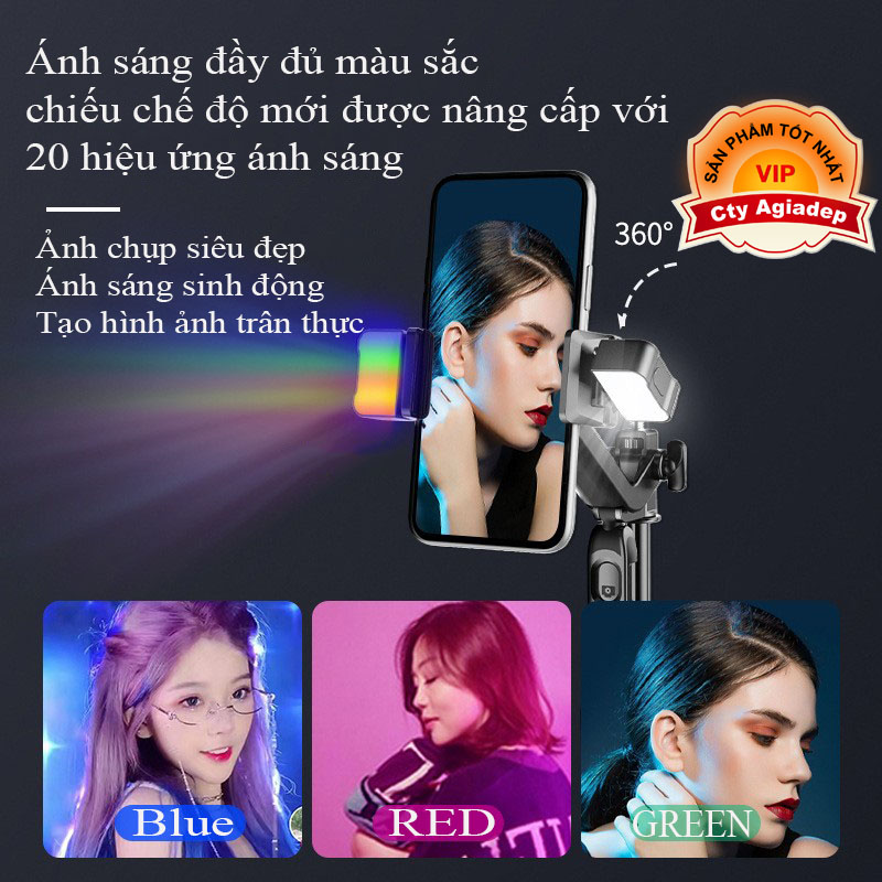 Gậy tự sướng Ánh sáng LED siêu Dài kiêm Gimble chống rung quay Video hàng hiệu - Livestream chuyên nghiệp CYKE CA21