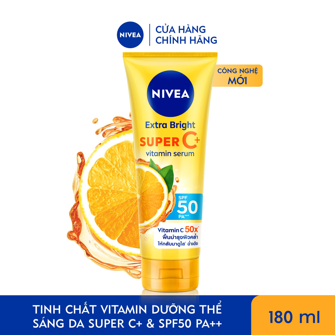 Bộ 2 Serum Dưỡng Thể &amp; Chống Nắng SPF50 PA+++ NIVEA Vitamin Super C+ (180 ml) - 98448