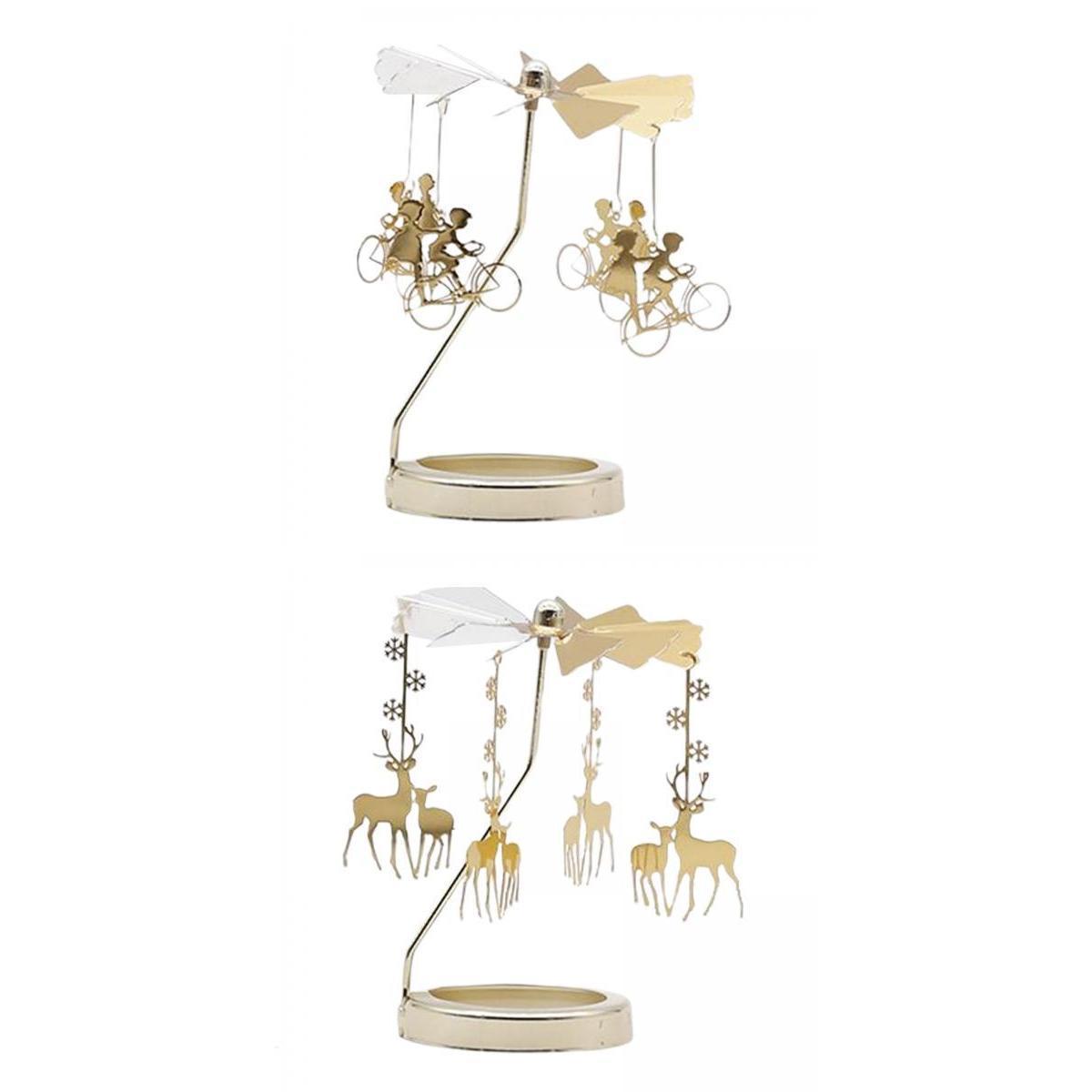 2x Rotating Candlestick Metal Rotating Tea Light Candle Holder for Party