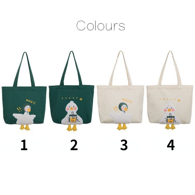 2021 Mới Eco Canvas Túi Động Vật Dễ Thương Shop Túi Trắng Casual Fashion Mua Sắm Túi Xách Xanh Lưu Trữ Sách Tay túi