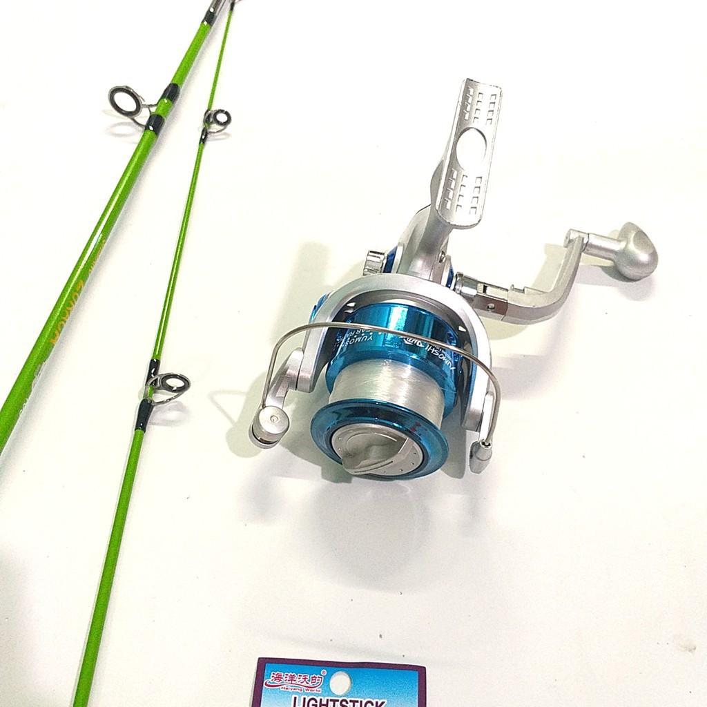 Bộ cần câu 2 khúc đặc 2m4 máy 6000 kèm phụ kiện  docaucagiangnam