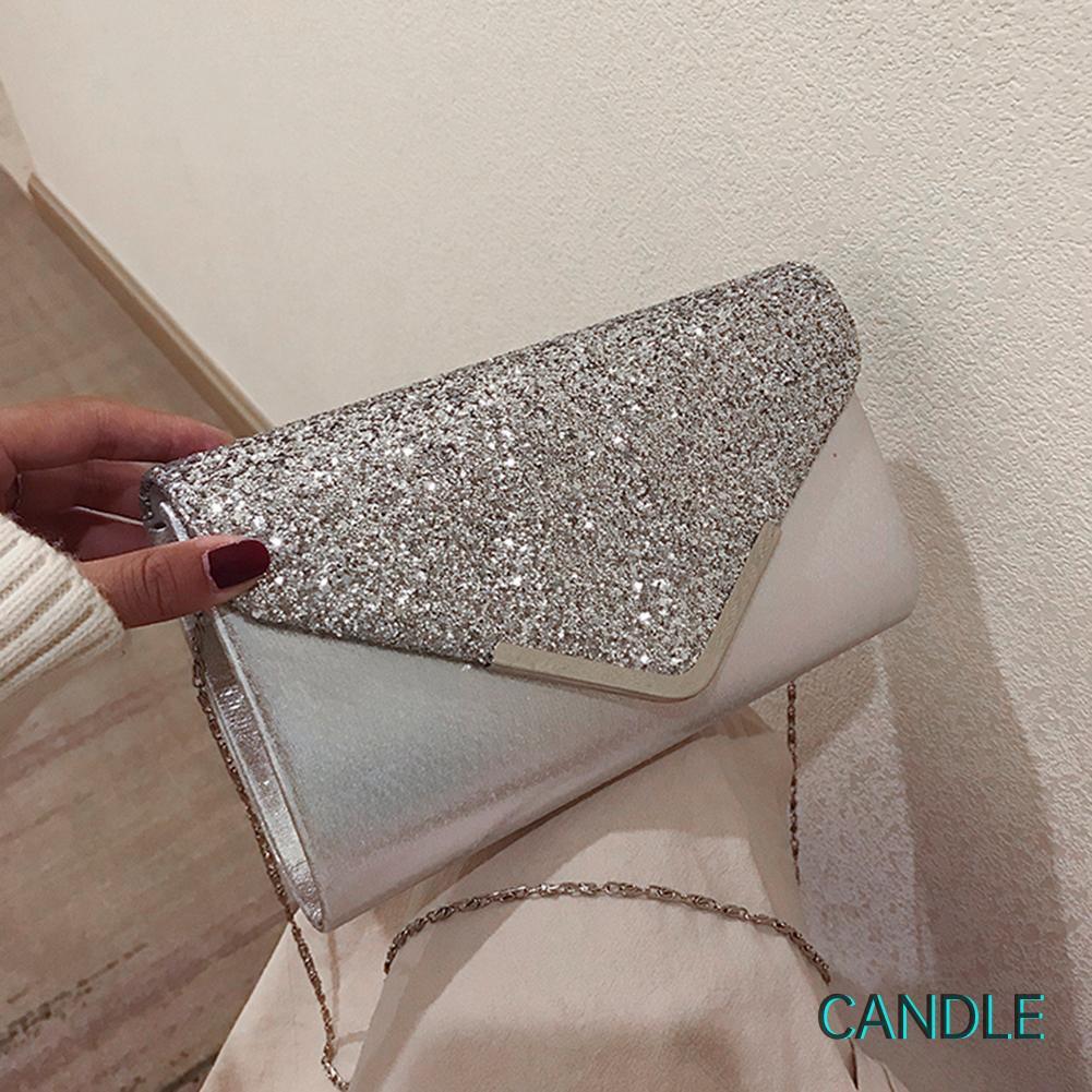 Túi Da Đeo Chéo Đính Kim Sa Lấp Lánh Cho Nữ