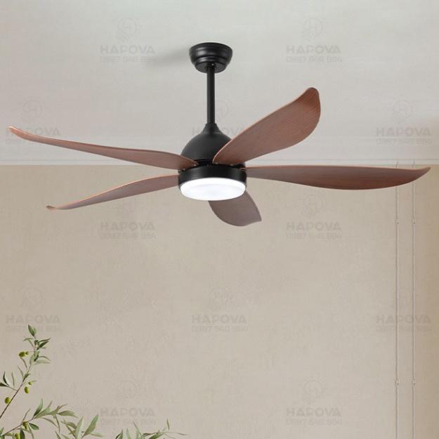 Quạt trần đèn chùm, đèn trần phòng tiếp khách 5 cánh gỗ HAPOVA DQ 8075