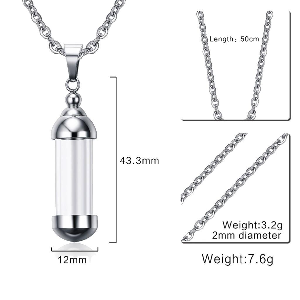 5Pcs Stainless Steel Screw  Tube Glass Bottle Urn Charms Pendant Necklace