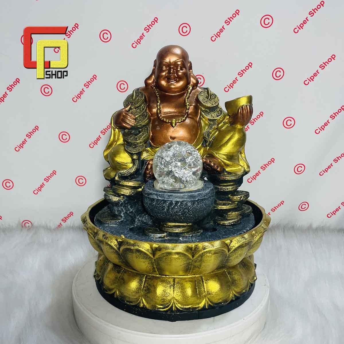 Thác nước Phong Thủy mini - Mẫu Phật Di Lặc