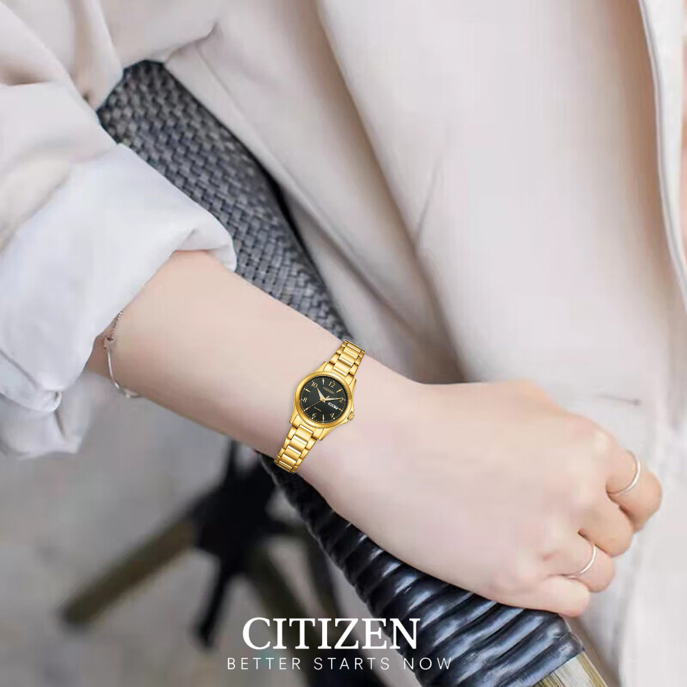 Đồng Hồ Nữ Citizen Pin-Quartz Dây Thép Không Gỉ EQ0612-58E - Mặt Đen (27.5mm)