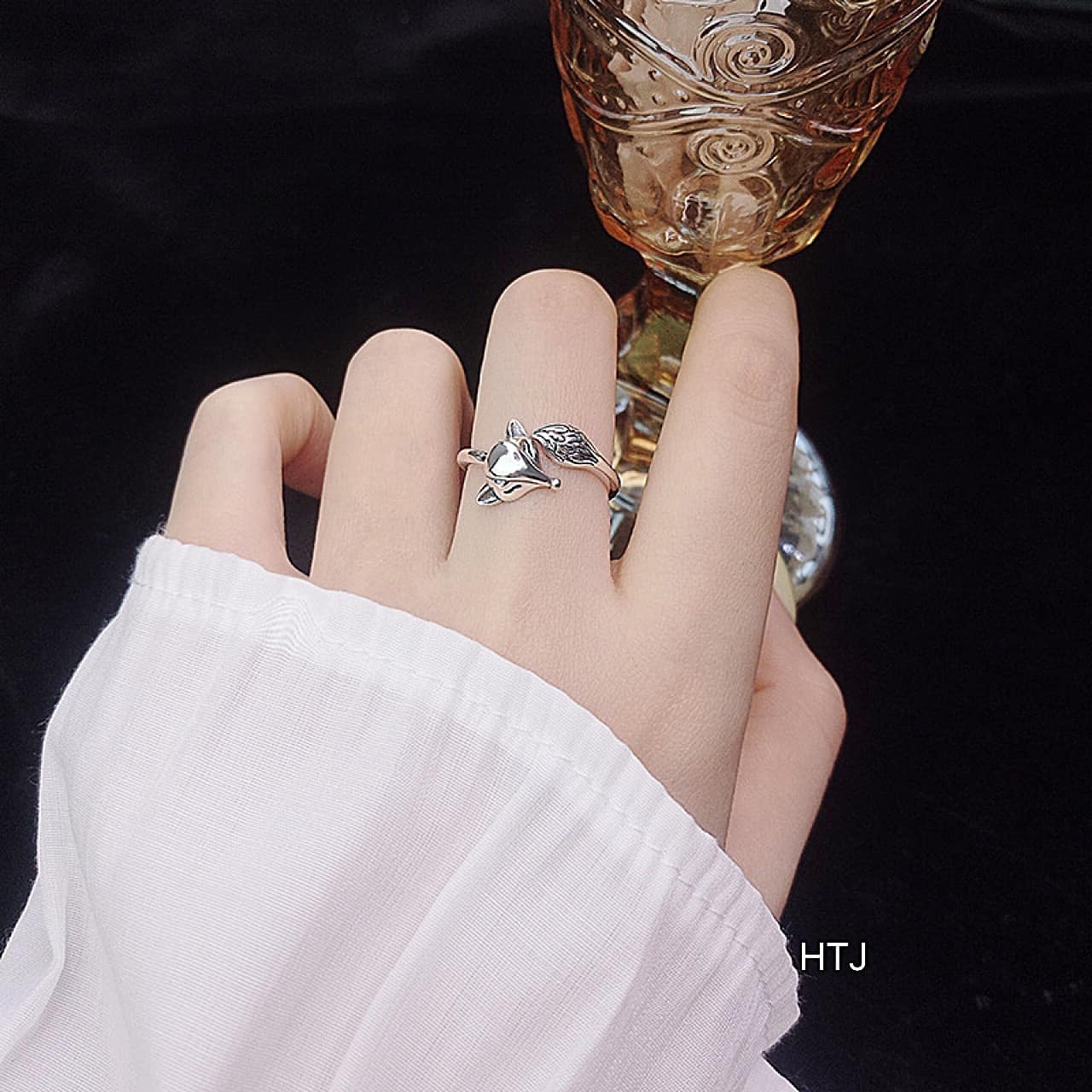 Nhẫn bạc nữ mặt hồ ly freesize chất liệu bằng bạc s925 MS1065