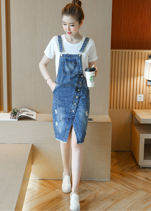 ĐẦM YẾM JEAN HÀNG NÚT XÉO D752DJ